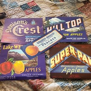 Lot 5 Original Vintage Washington State Fruit crate Labels apples pears